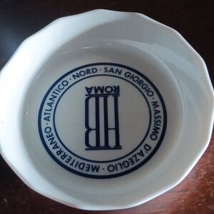 Vintage European HB Roma Ashtray Porcelain Bauscher Weiden White & Navy Blue